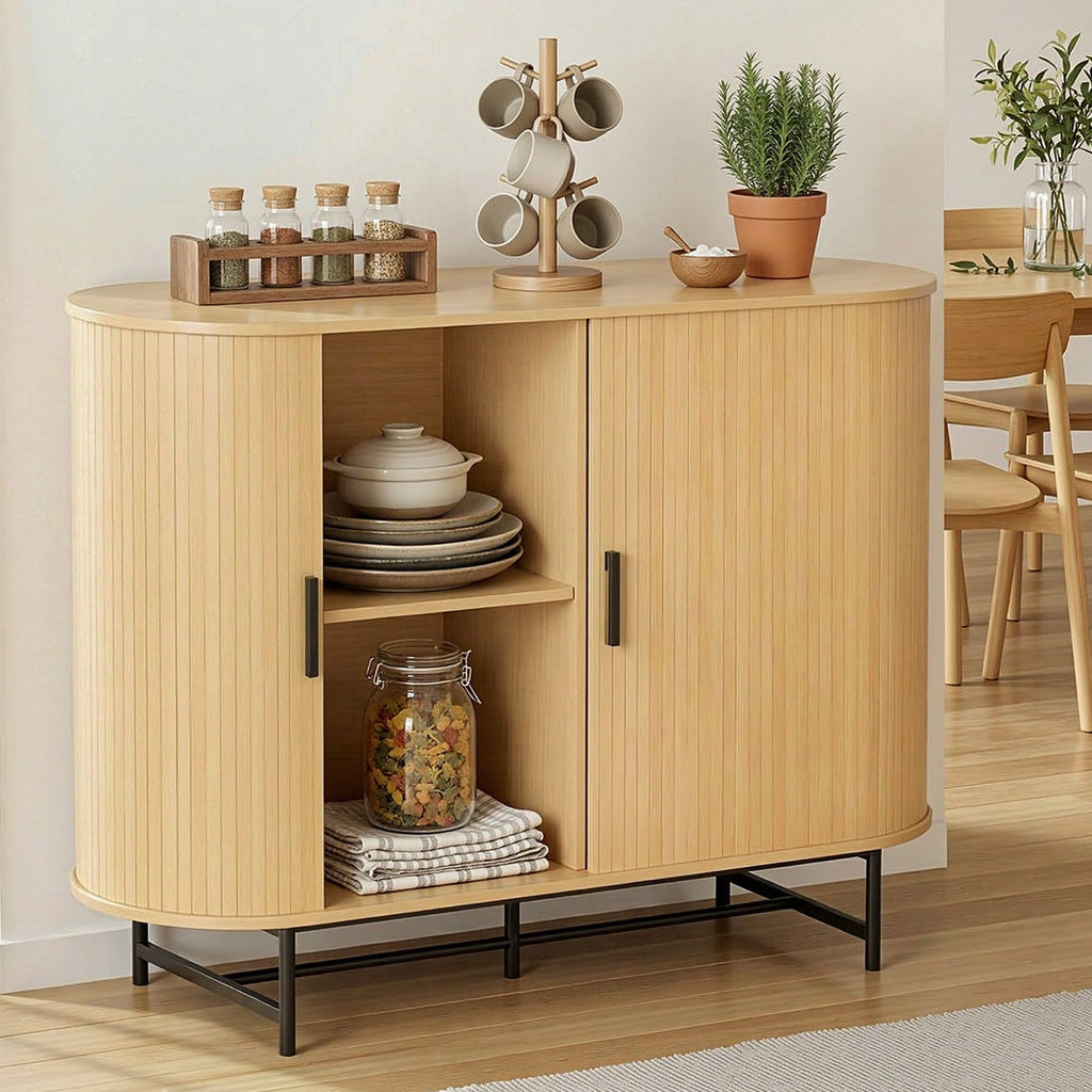 Aparador tipo buffet Artiss con puertas corredizas, armario de almacenamiento para despensa, roble PIIA