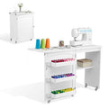 Artiss Folding Sewing Table Sewing Machine Desk Multi-functional Rolling Work Table Craft Station
