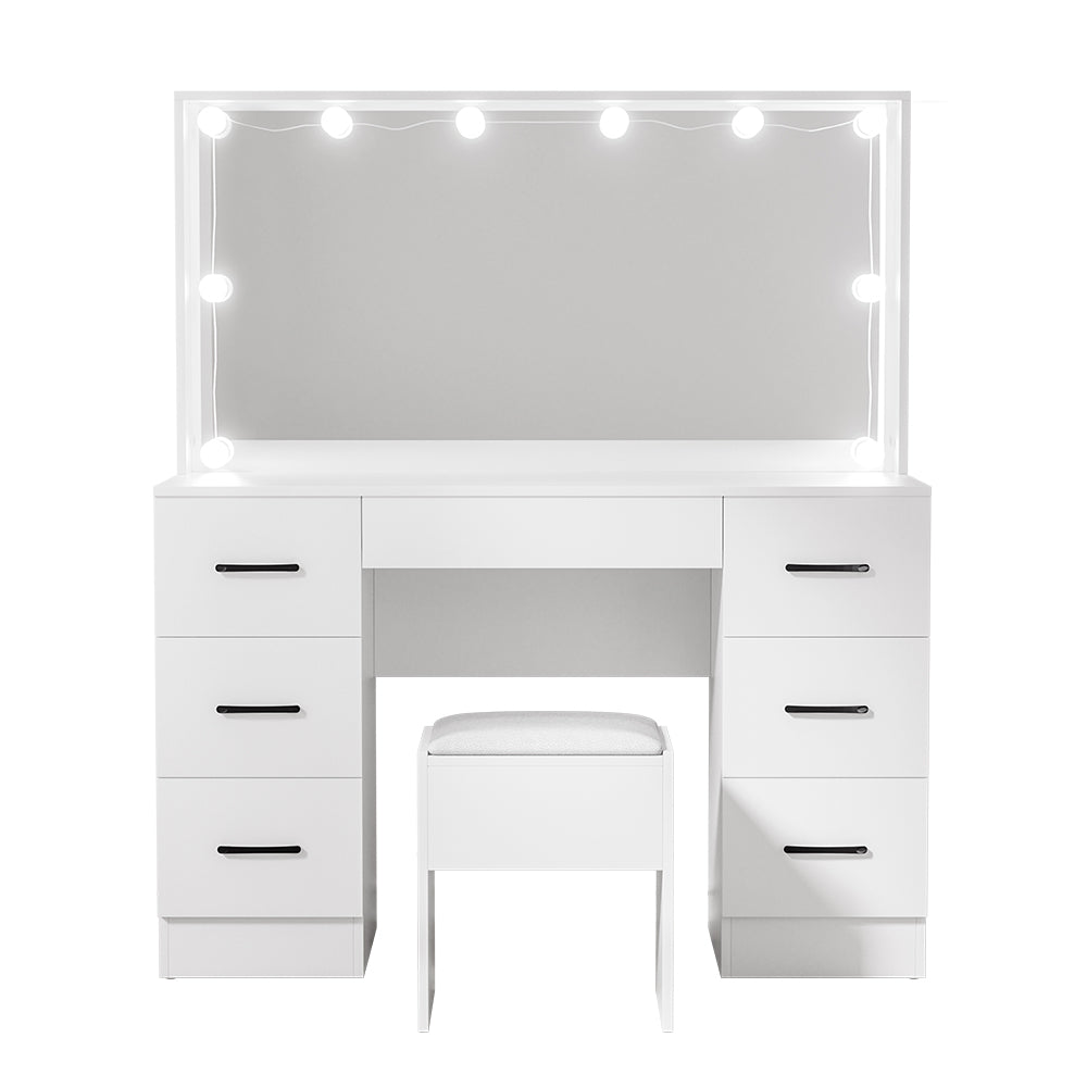 Artiss Dressing Table Set Stool 10 Led Bulbs White Debbie