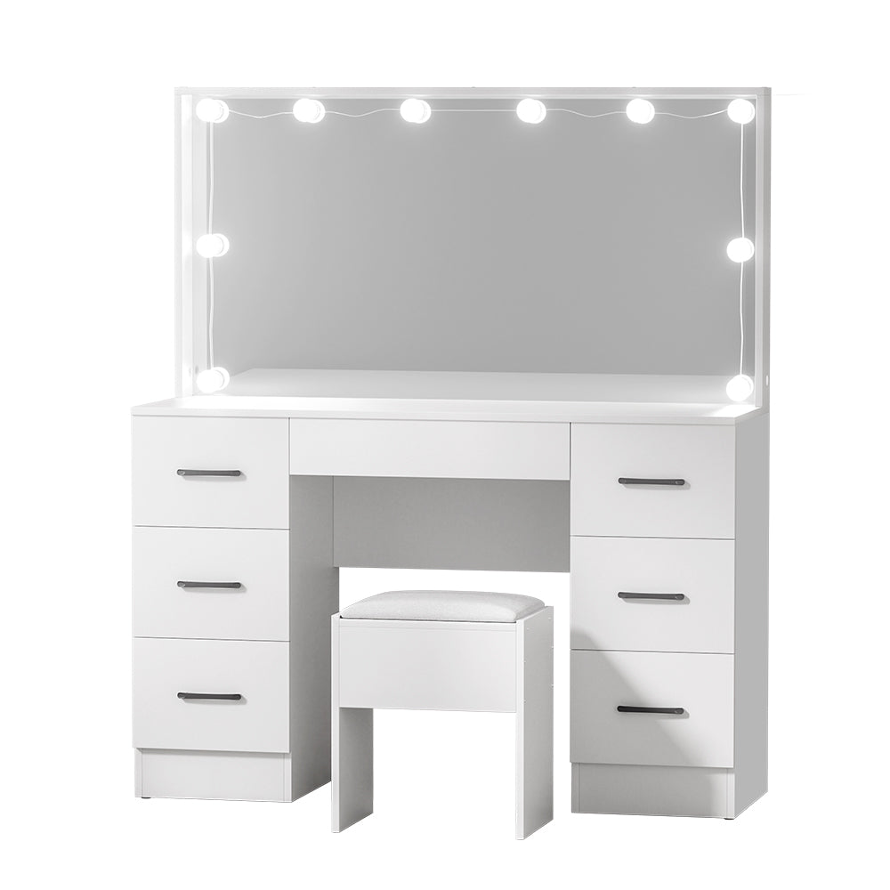 Artiss Dressing Table Set Stool 10 Led Bulbs White Debbie - YDS.com.au