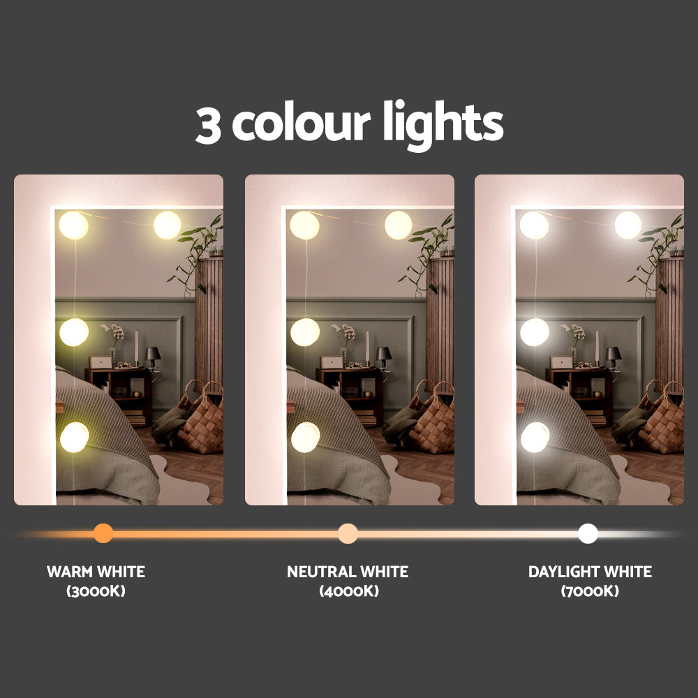 Artiss Dressing Table Set Stool 10 Led Bulbs White Debbie - YDS.com.au