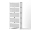 Artiss 5-Tier Display Cabinet Storage Bookshelf Clear Shelf White