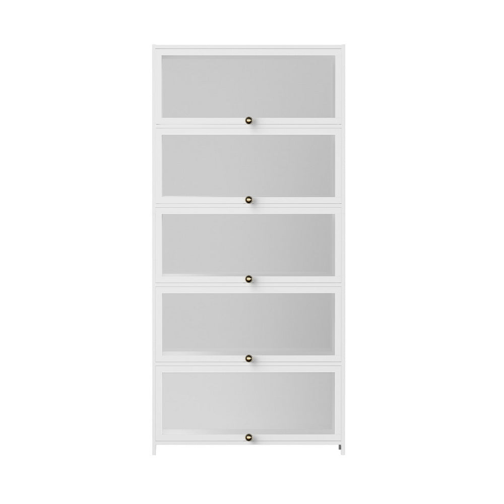 Artiss 5-Tier Display Cabinet Storage Bookshelf Clear Shelf White - YDS.com.au