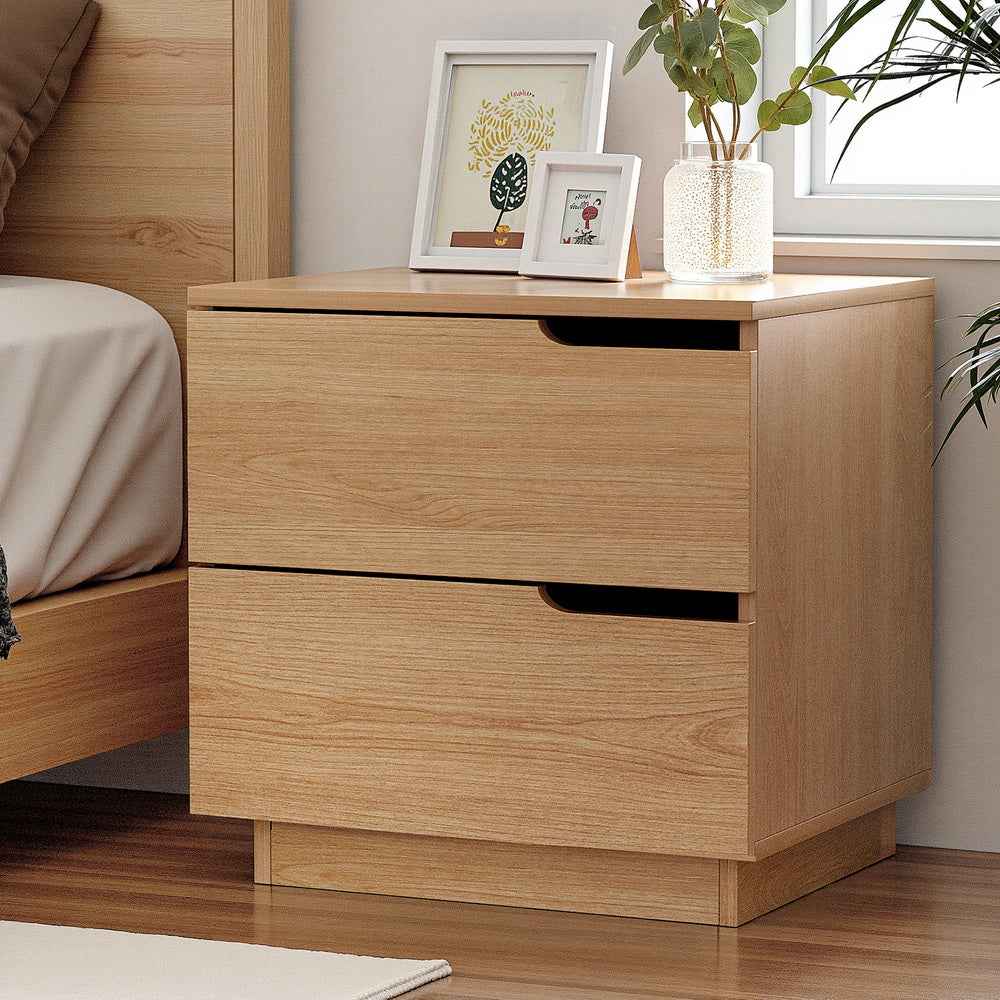 Artiss Bedside Table 2 Drawers Nightstand Pine