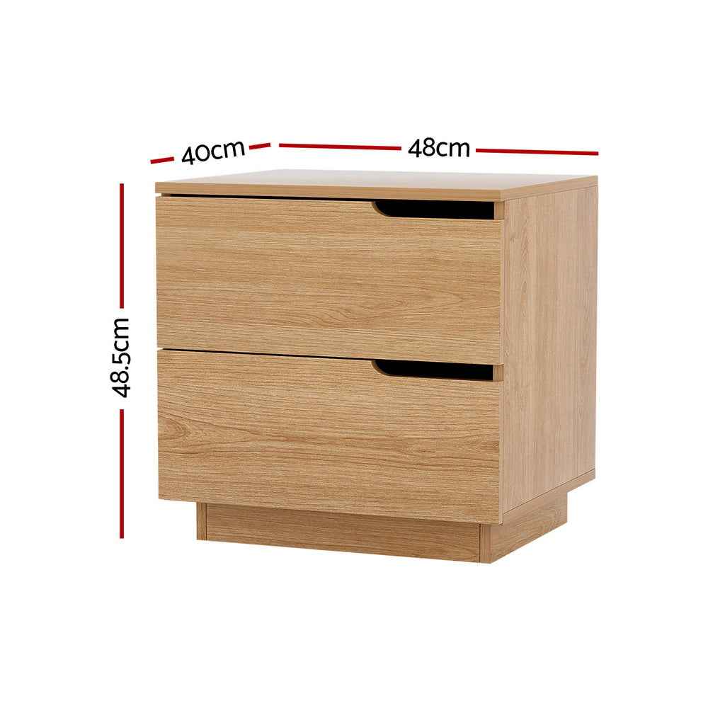 Artiss Bedside Table 2 Drawers Nightstand Pine