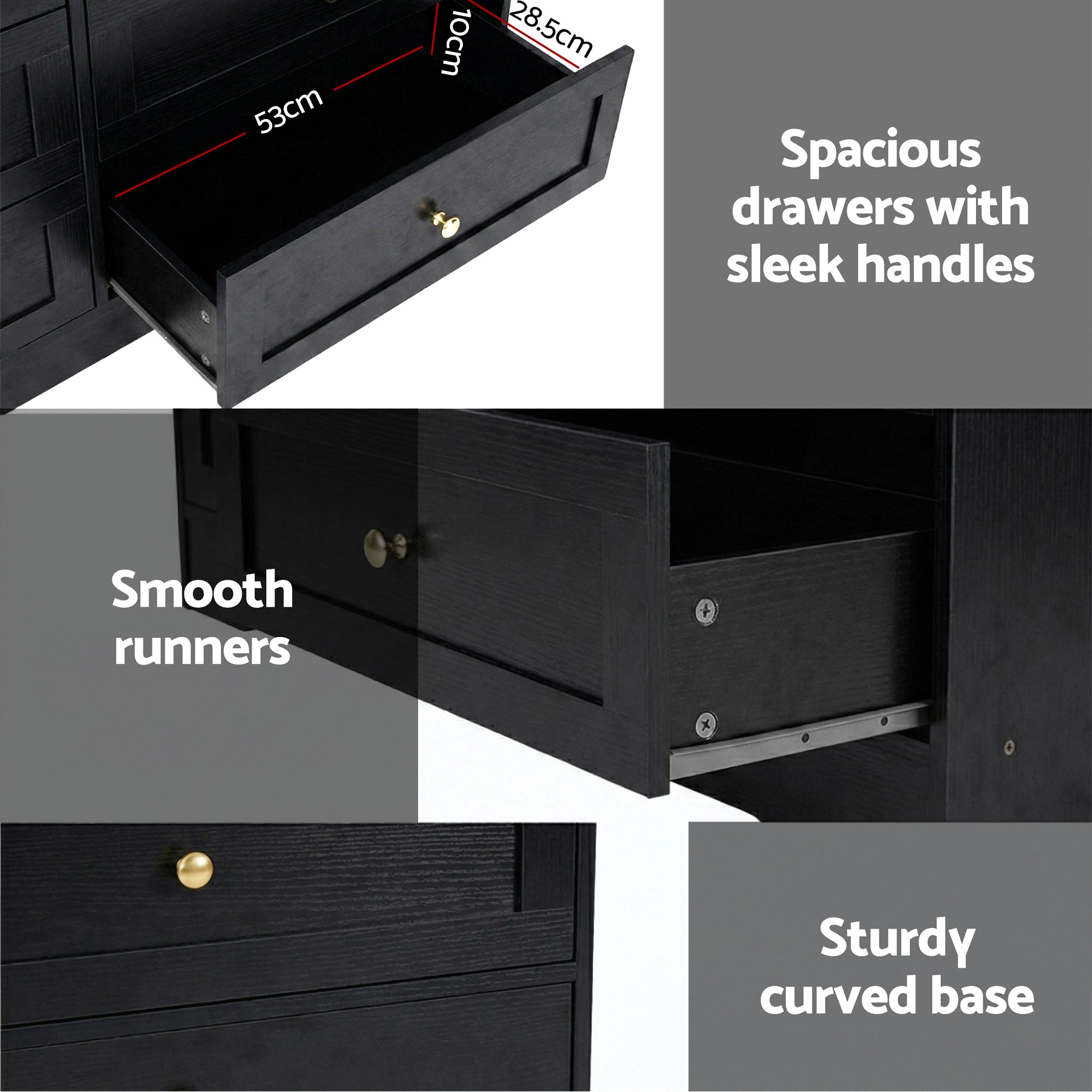 Artiss 6 Chest of Drawers Tallboy Cabinet - LEIF Black
