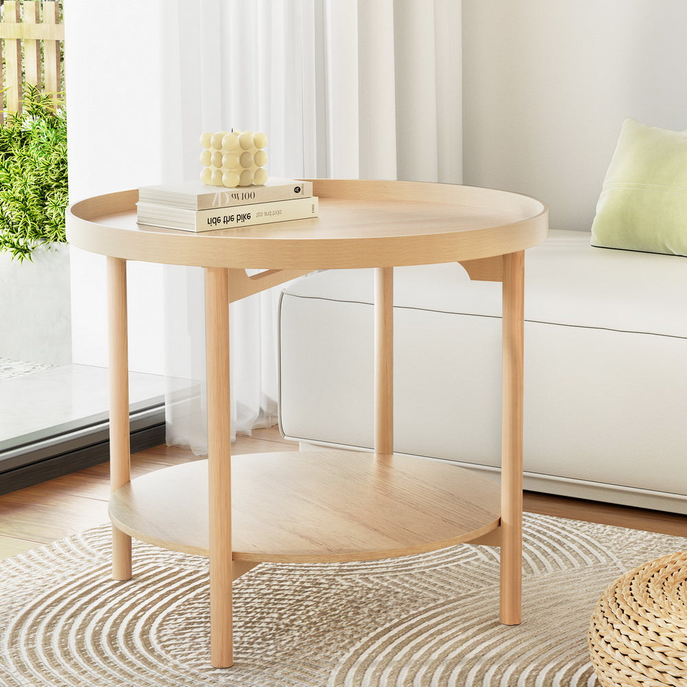 Artiss Coffee Table Side Table Round 70CM
