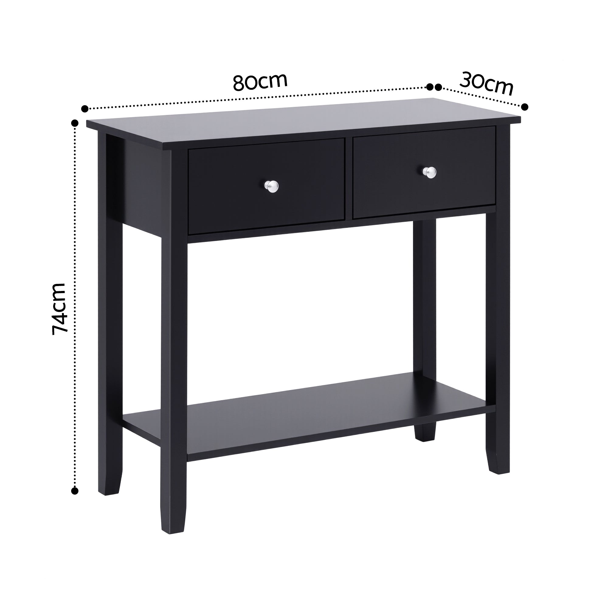 Artiss Console Table Hallway Sofa Entryway Entrance 2 Drawers 80CM Black