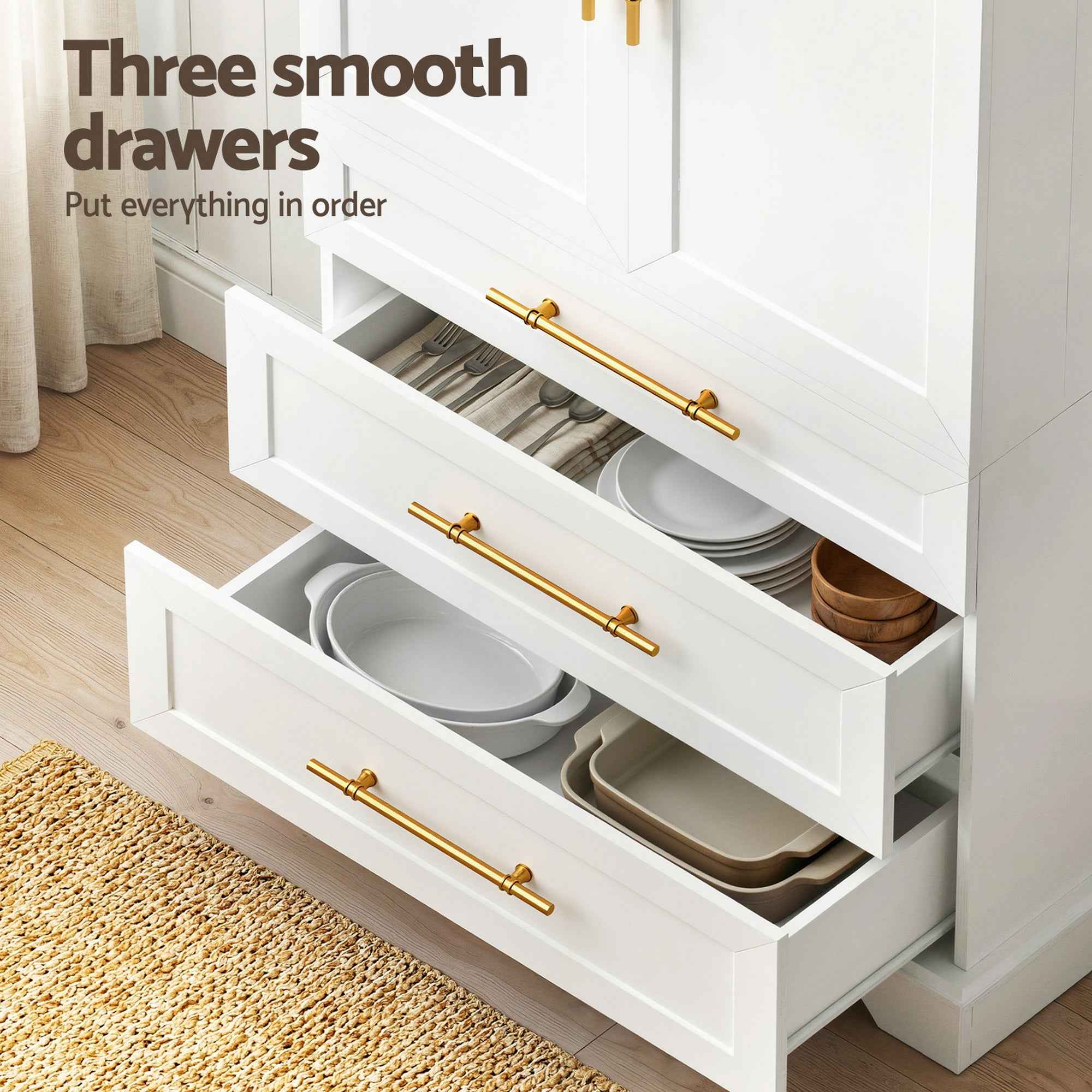 Artiss 2X Buffet Sideboard Cabinet Pantry Kitchen Storage Cupboard Drawers Doors