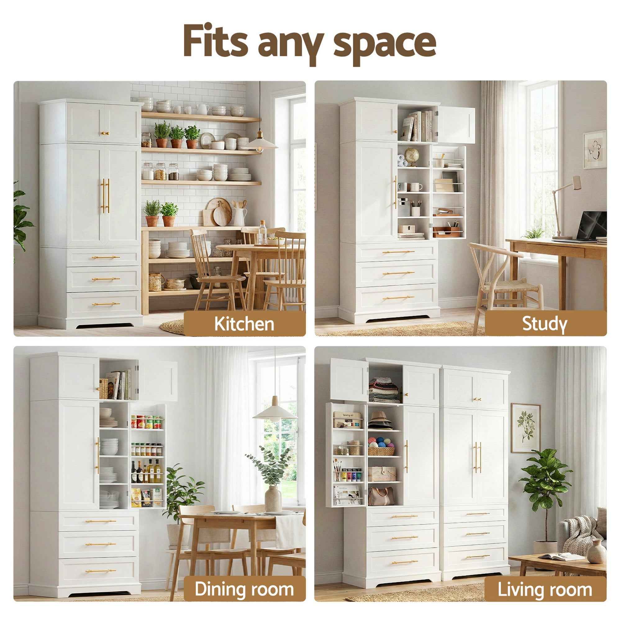 Artiss 2X Buffet Sideboard Cabinet Pantry Kitchen Storage Cupboard Drawers Doors