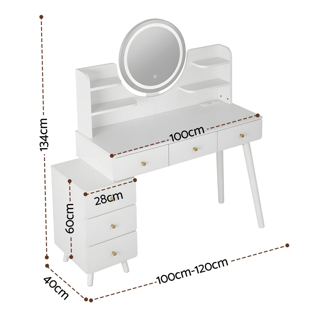 Artiss Dressing Table Vanity Desk LED Charging Station White