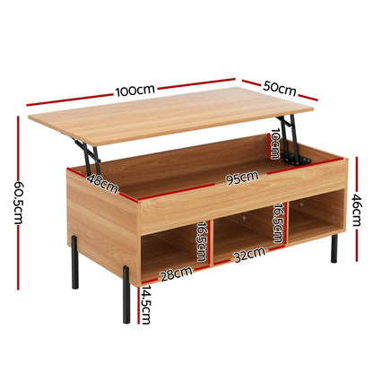 Artiss Coffee Table Lift-top Oak