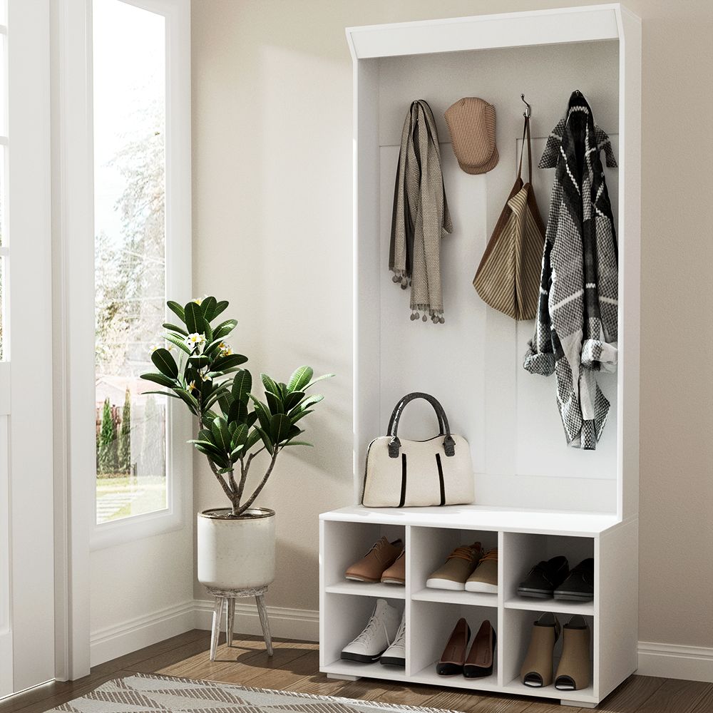 Zapatero Artiss Mueble recibidor Perchero 180CM Blanco