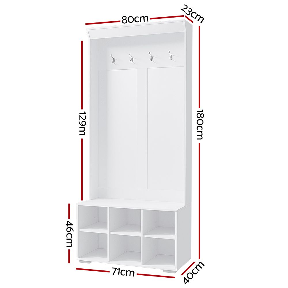 Zapatero Artiss Mueble recibidor Perchero 180CM Blanco
