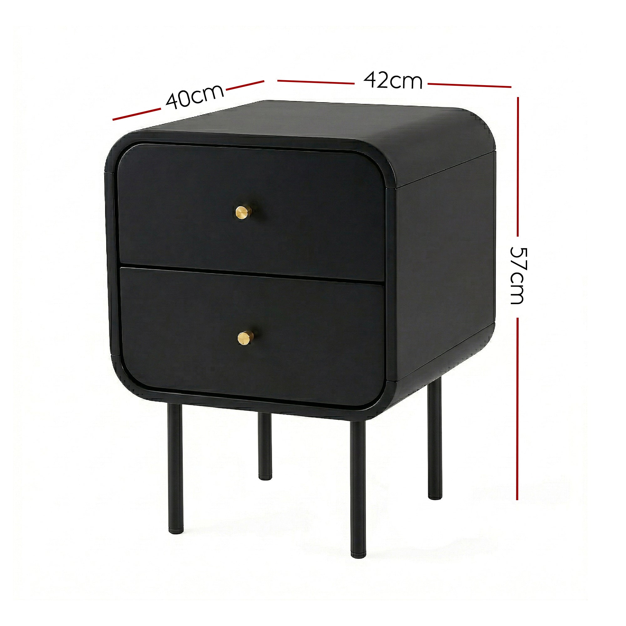 Artiss Bedside Table 2 Drawers Side End Table Nightstand Black