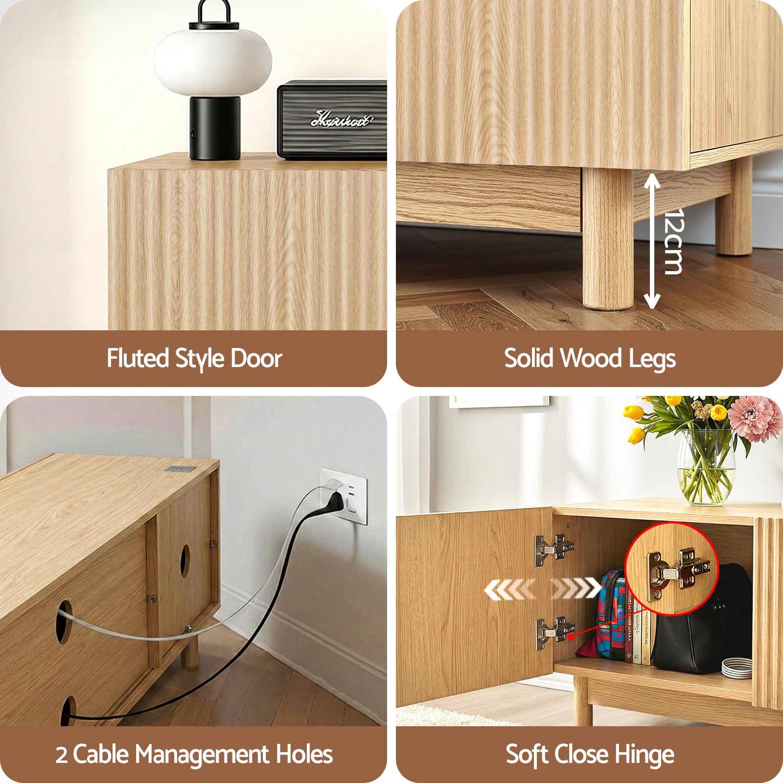 Artiss TV Unit Entertainment Unit Storage Cabinet 180cm Pine