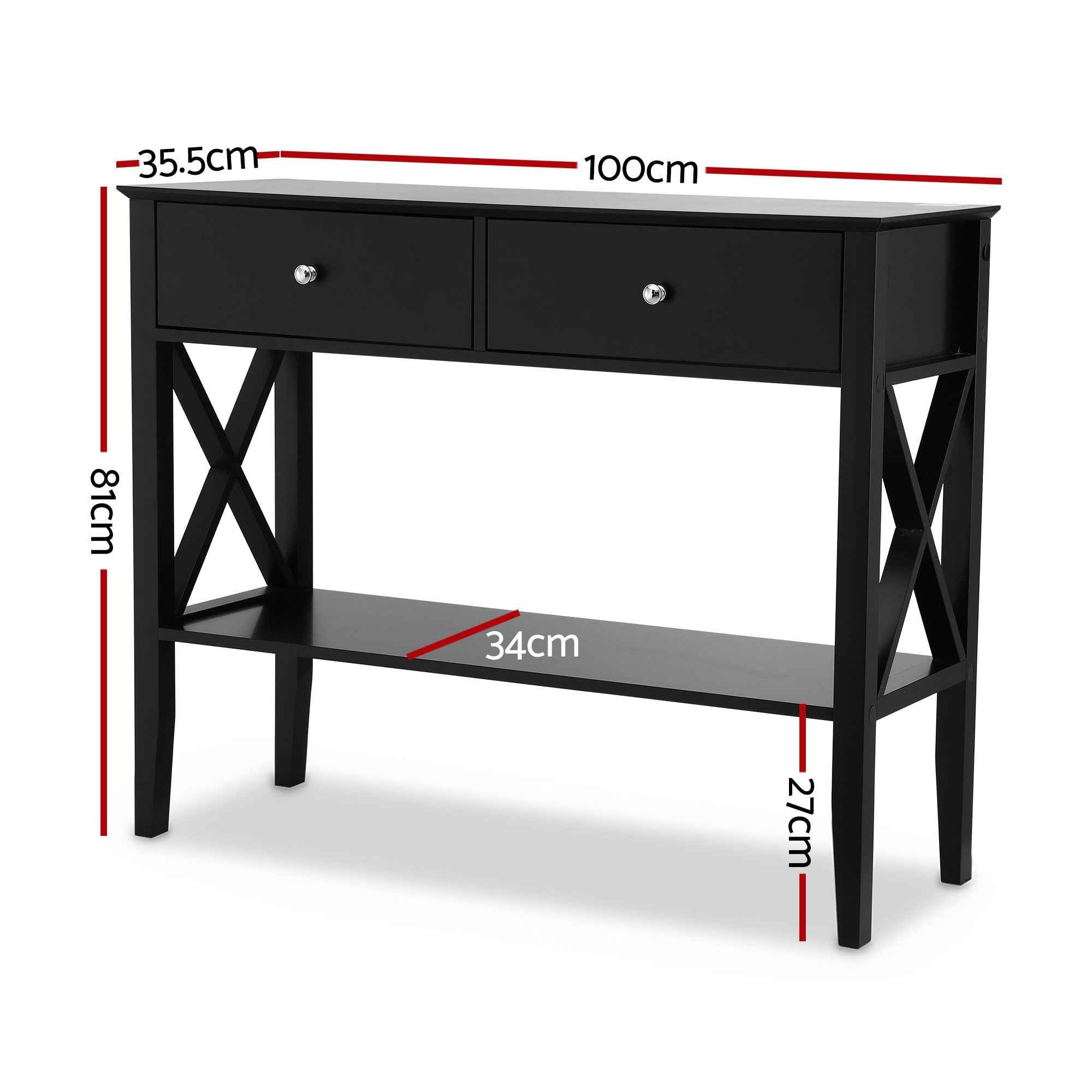 Artiss Console Table 2 Drawers 100CM Black
