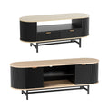 Artiss TV Unit & Coffee Table Set Storage Drawers Shelves Black Pine