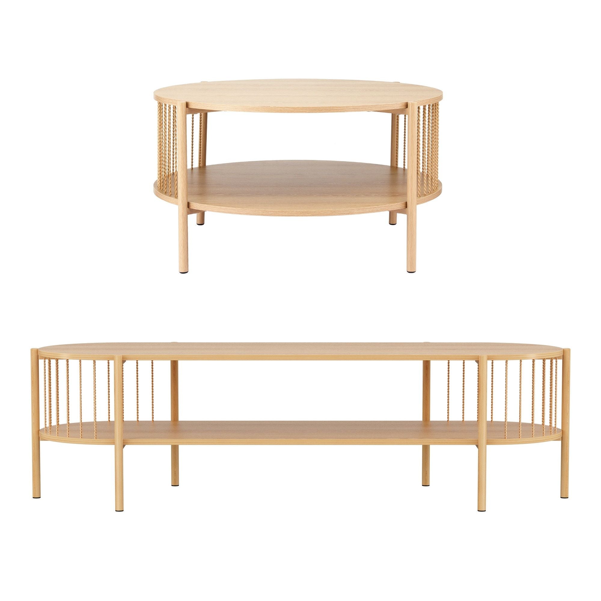 Artiss TV Unit & Coffee Table Set Storage Shelf Pine