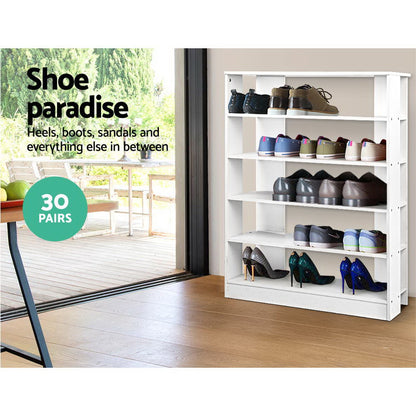 Artiss Shoe Rack Cabinet 30 Pairs 6-Tier Shelf White