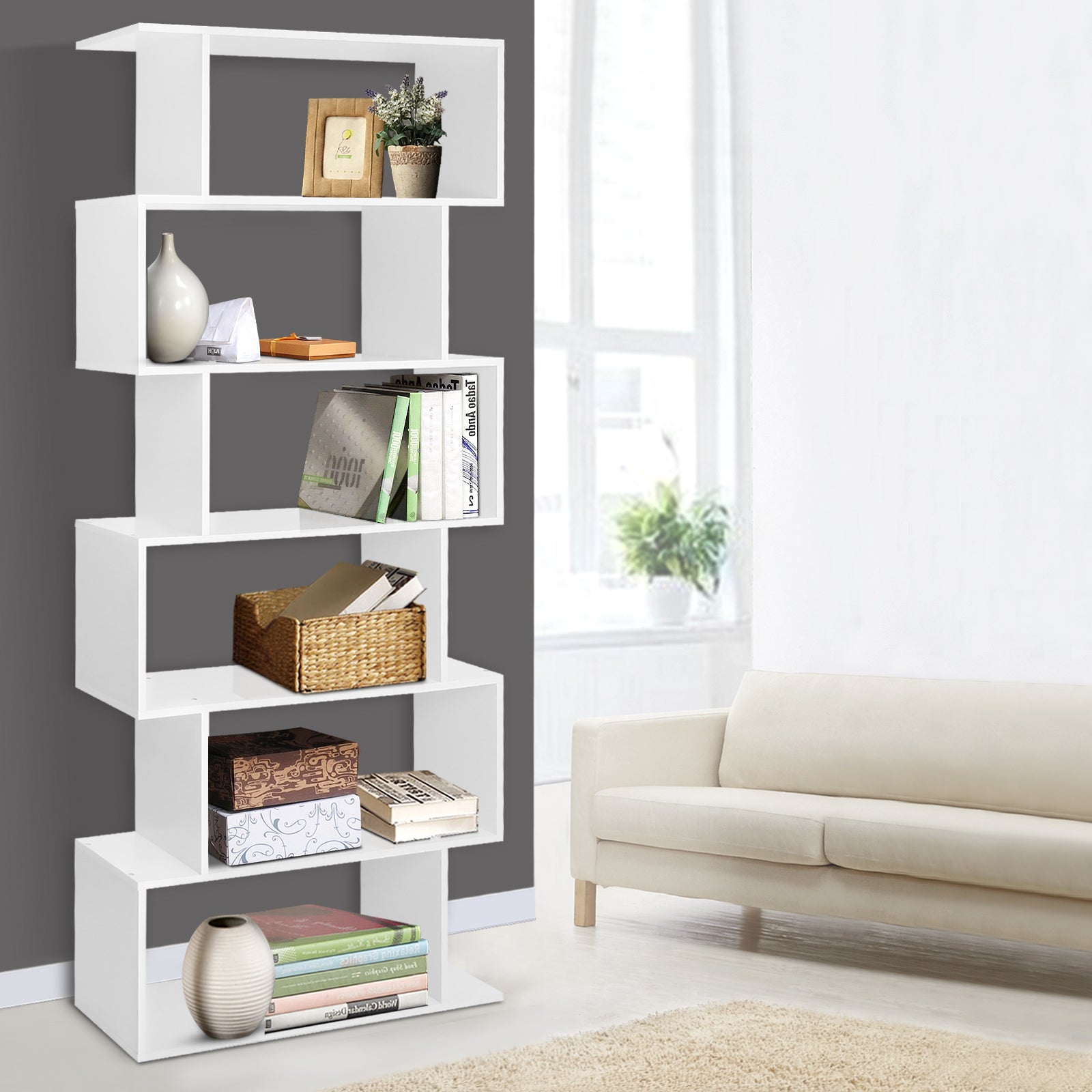 Artiss Bookshelf 6 Tiers - RIVA White - YDS.com.au