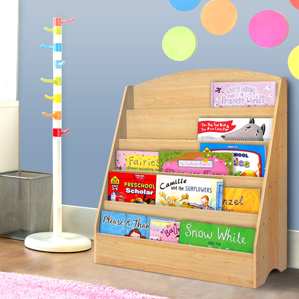 Keezi 5 Tiers Kids Bookshelf Magazine Shelf Organiser Bookcase Display Rack