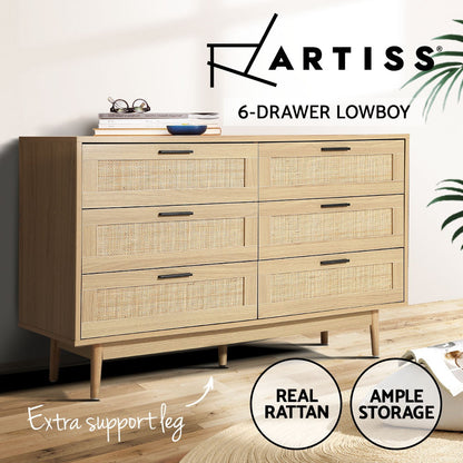 Artiss 6 Chest of Drawers - BRIONY Oak