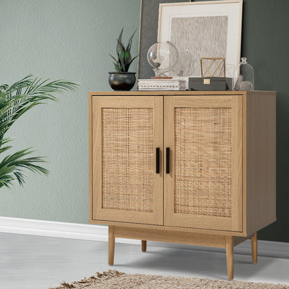 Artiss Rattan Buffet Sideboard 2 Doors - BRIONY Oak