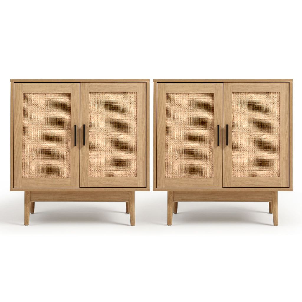 Artiss 2x Buffet Sideboard Cabinet Rattan Cupboard 2 Doors Storage Pantry BRIONY