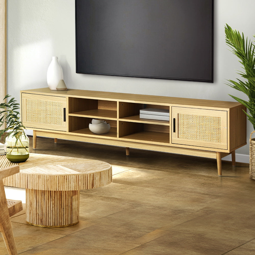 Artiss TV Cabinet Entertainment Unit Storage Cabinets Rattan Wooden 180CM