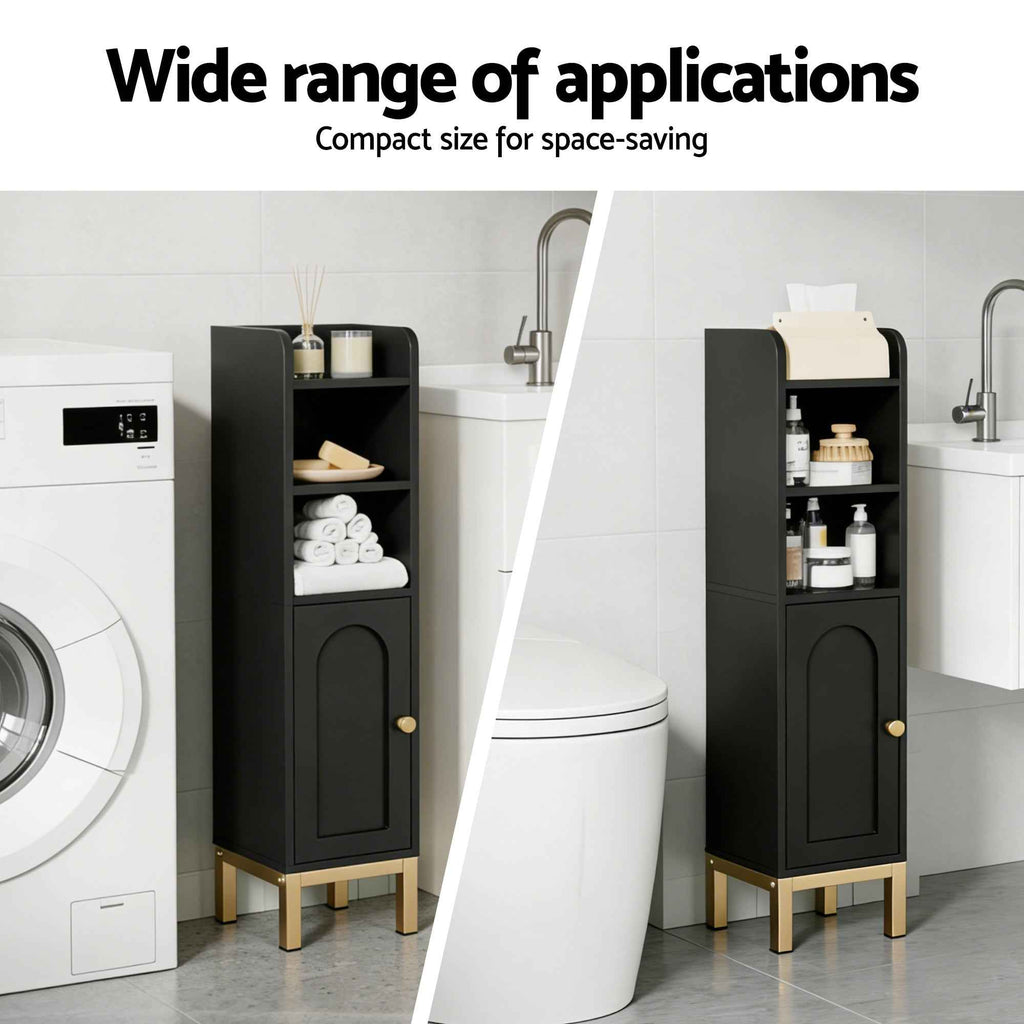 Artiss Bathroom Storage Cabinet Floor Organizer Toilet Corner Adjustable Black