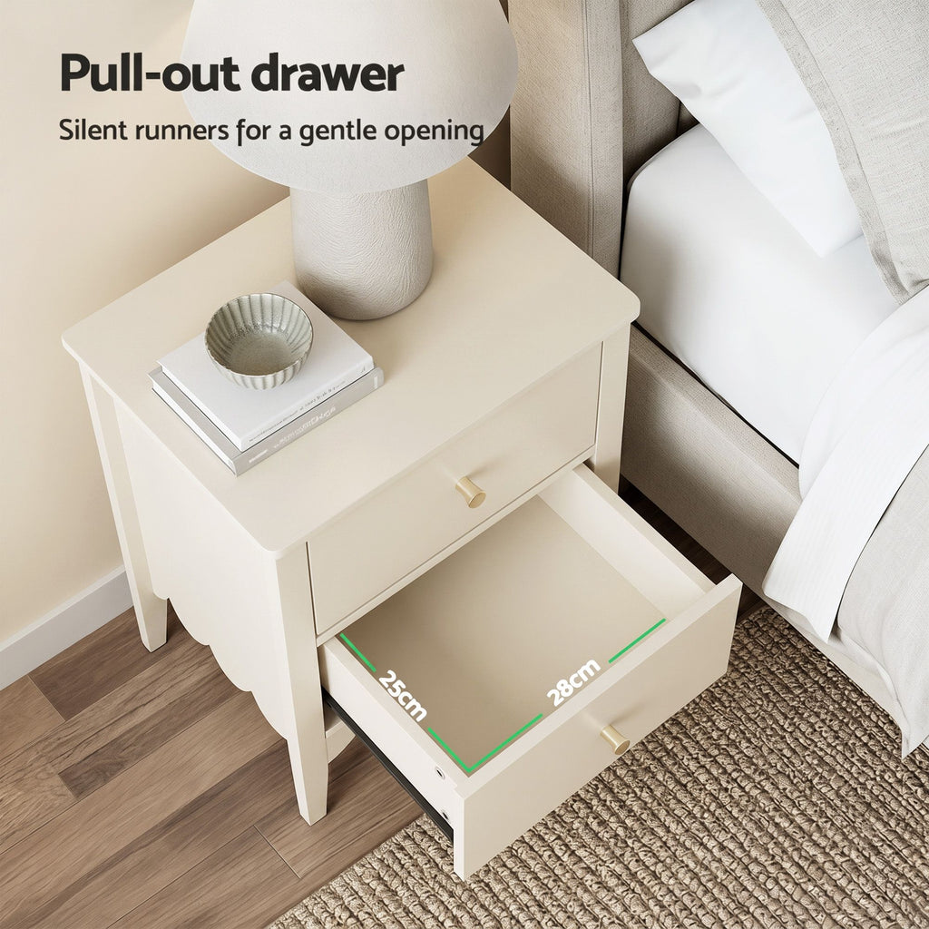 Artiss Bedside Table 2 Drawers Bedroom Storage Nightstand White