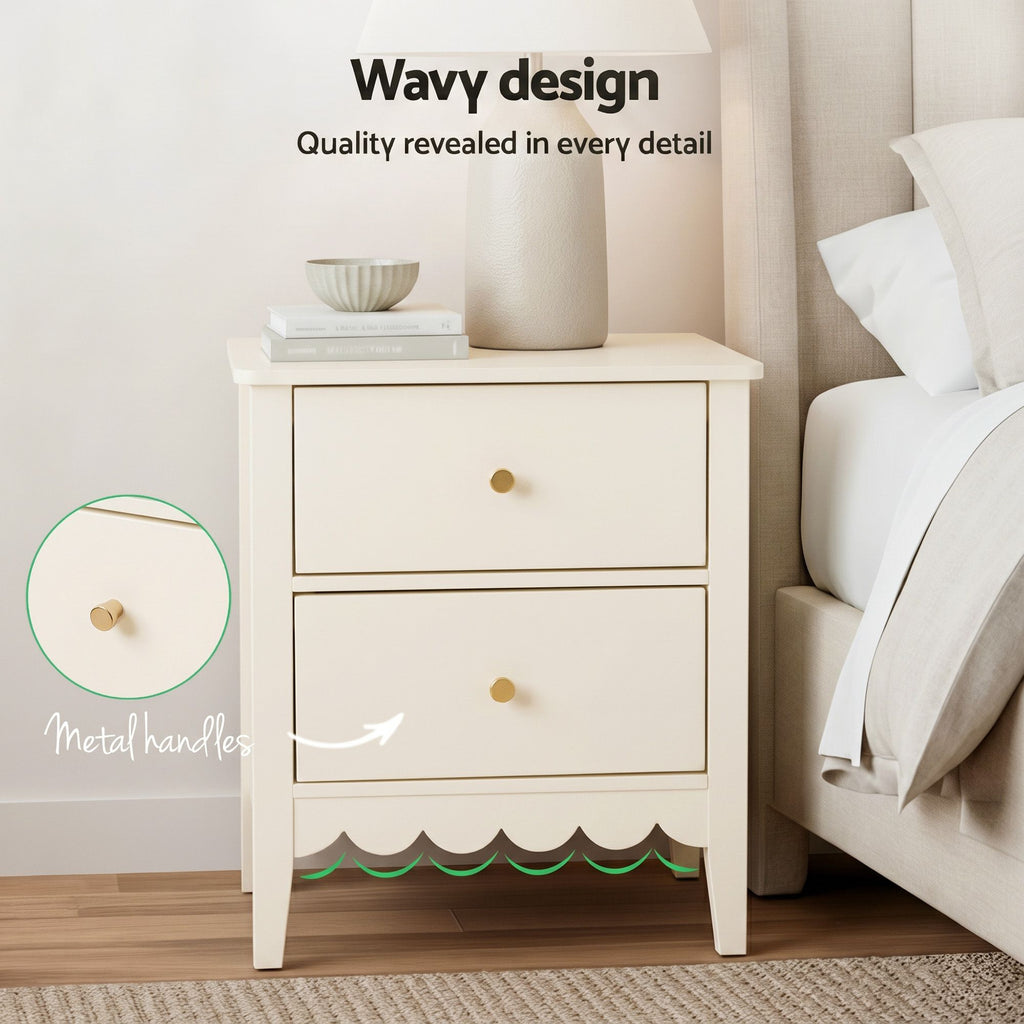 Artiss Bedside Table 2 Drawers Bedroom Storage Nightstand White