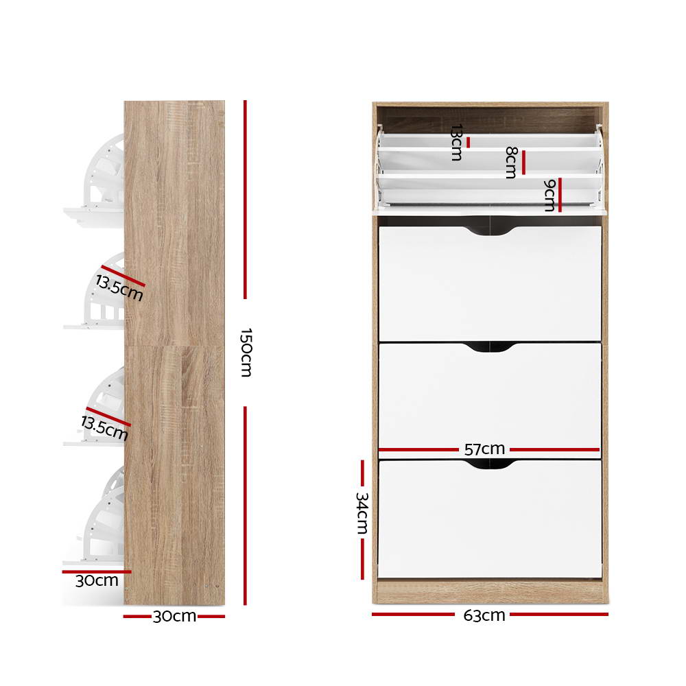 Artiss Shoe Rack Cabinet 60 Pairs 4-tier White Elen