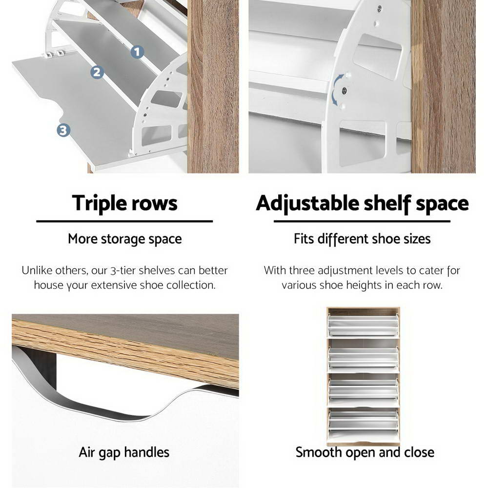 Artiss Shoe Rack Cabinet 60 Pairs 4-tier White Elen