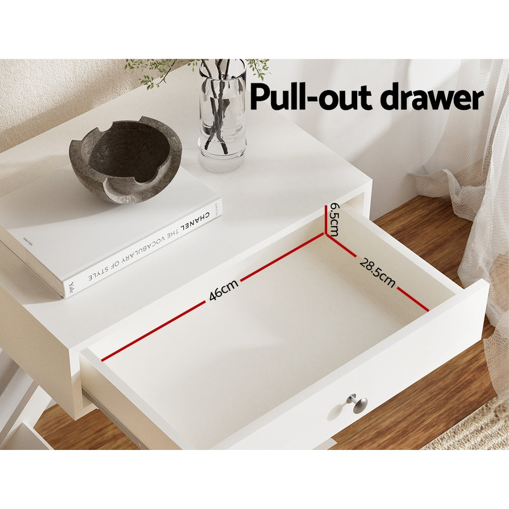 Mesilla de noche Artiss con cajones, mesa auxiliar, armario de almacenamiento, mesita de noche, color blanco QARA