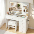 Artiss Dressing Table LED Vanity Desk Set Stool White