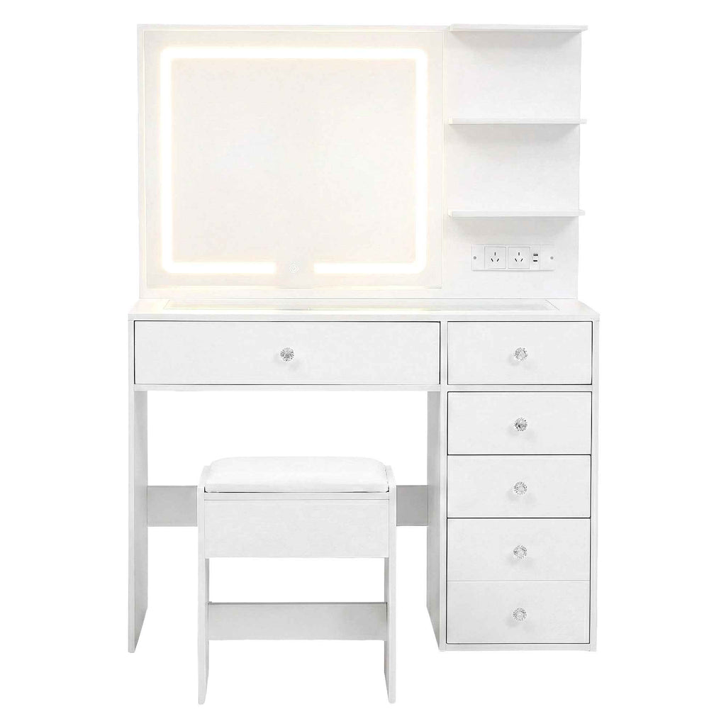 Artiss Dressing Table LED Vanity Desk Set Stool White