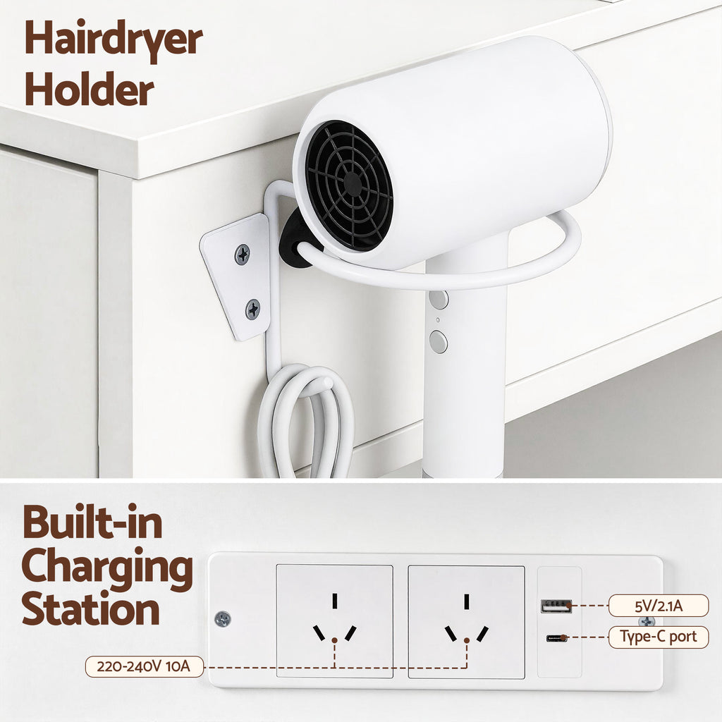 Artiss Dressing Table LED Vanity Desk Set Stool White