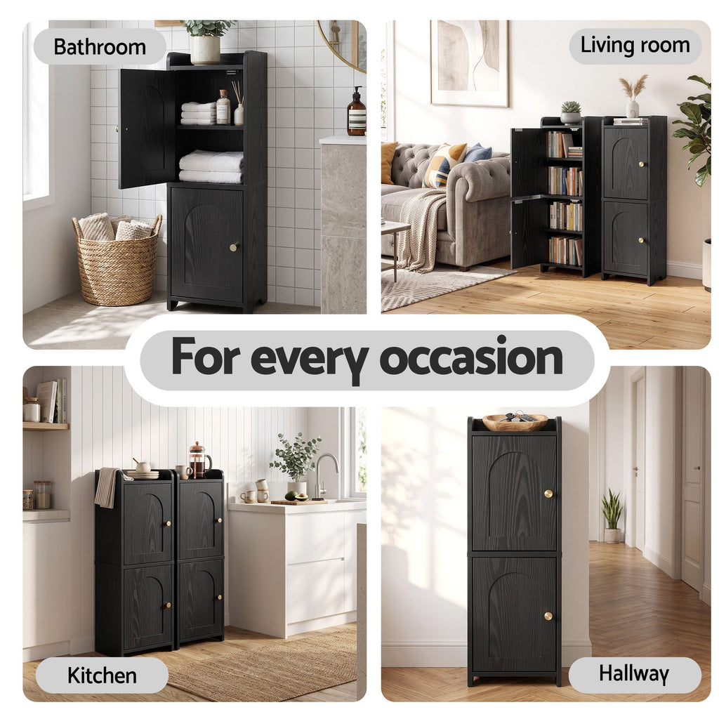 Artiss Bathroom Storage Cabinet Freestanding Cupboard Narrow Floor Shelf Black