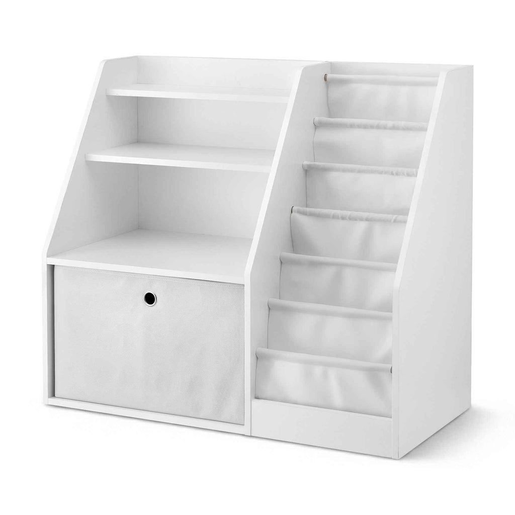 Keezi Kids Bookshelf Children Bookcase Organizer Storage Rack Display Drawer White