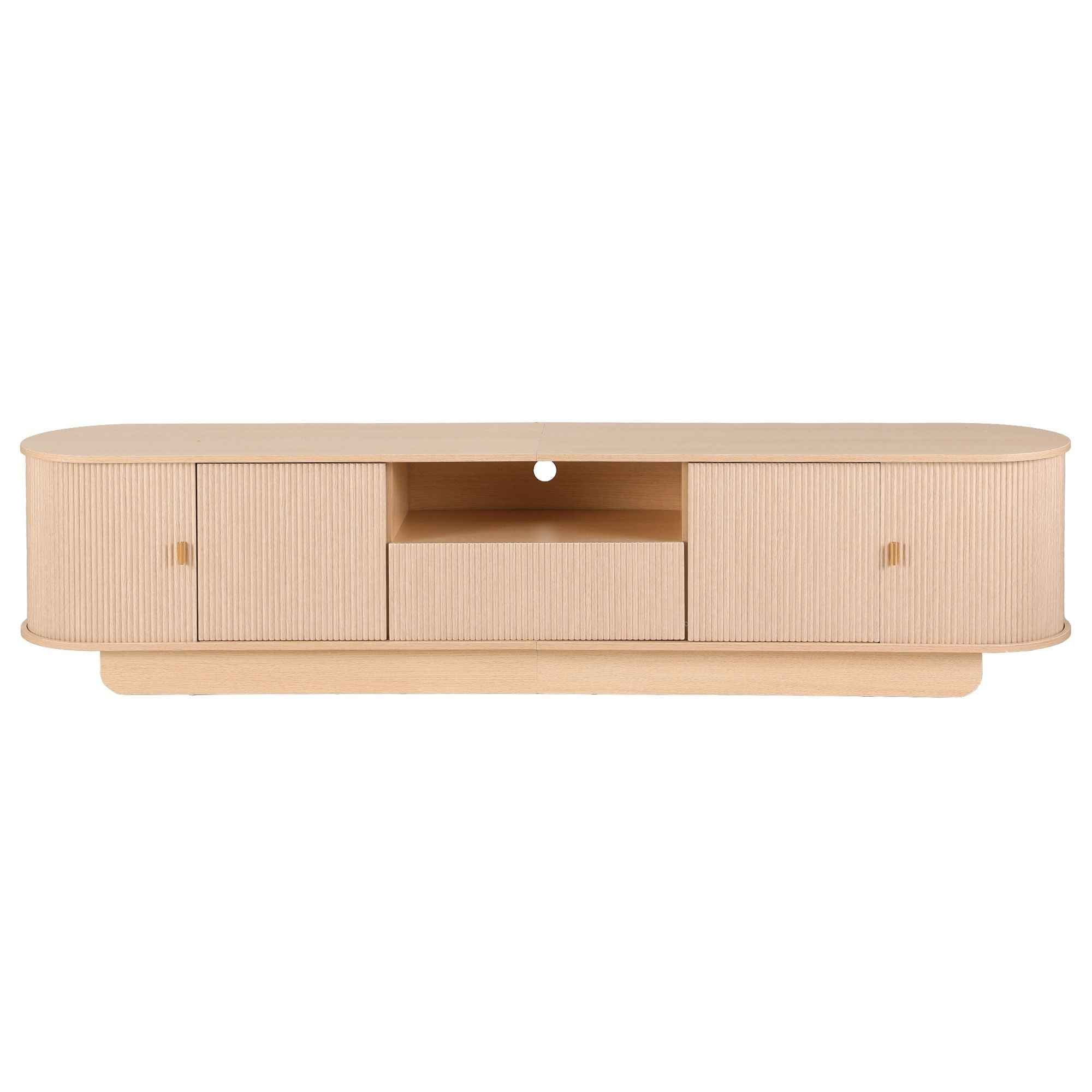 Artiss 220cm TV Unit Rounded Edge Slide Side Cabinet Door Pine