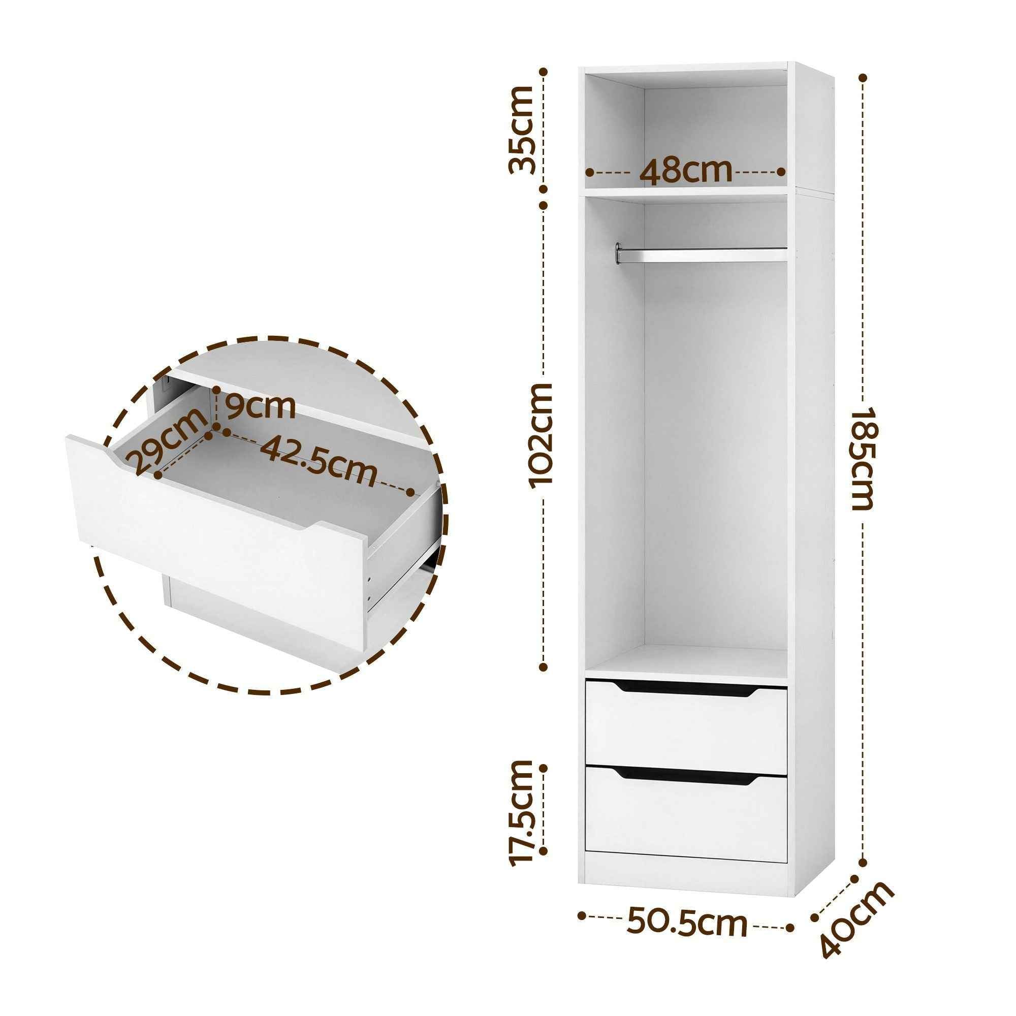 Artiss Wardrobe Clothes Closet Storage Organizer White