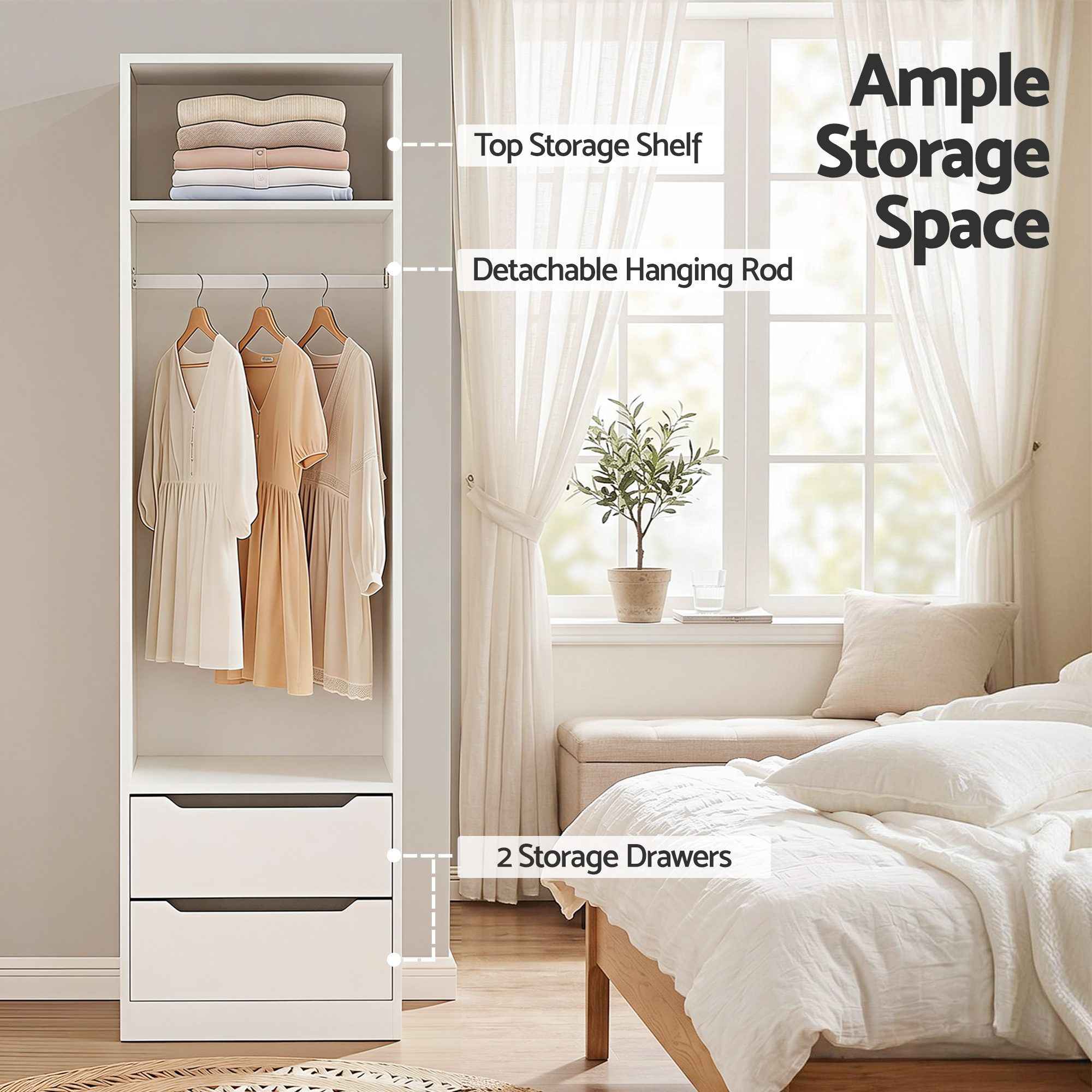 Artiss Wardrobe Clothes Closet Storage Organizer White