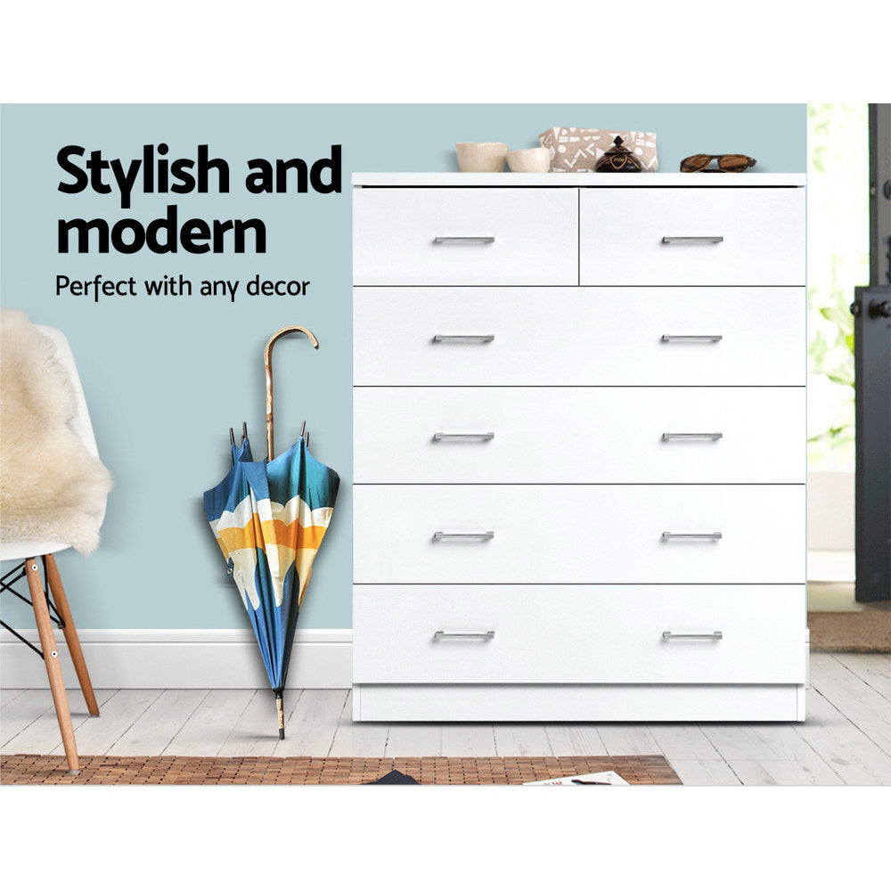 Artiss 6 Chest of Drawers - ANDES White