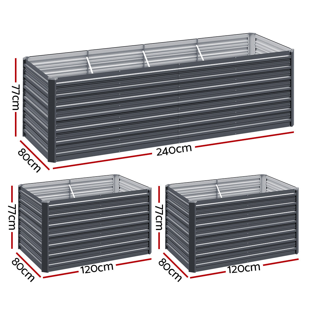 Green Fingers Garden Bed 240x80x77cm Planter Box Raised Container Galvanised Herb