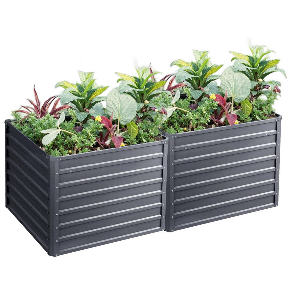 Green Fingers 2x 花园床 100x100x77cm 种植箱 凸起容器 镀锌