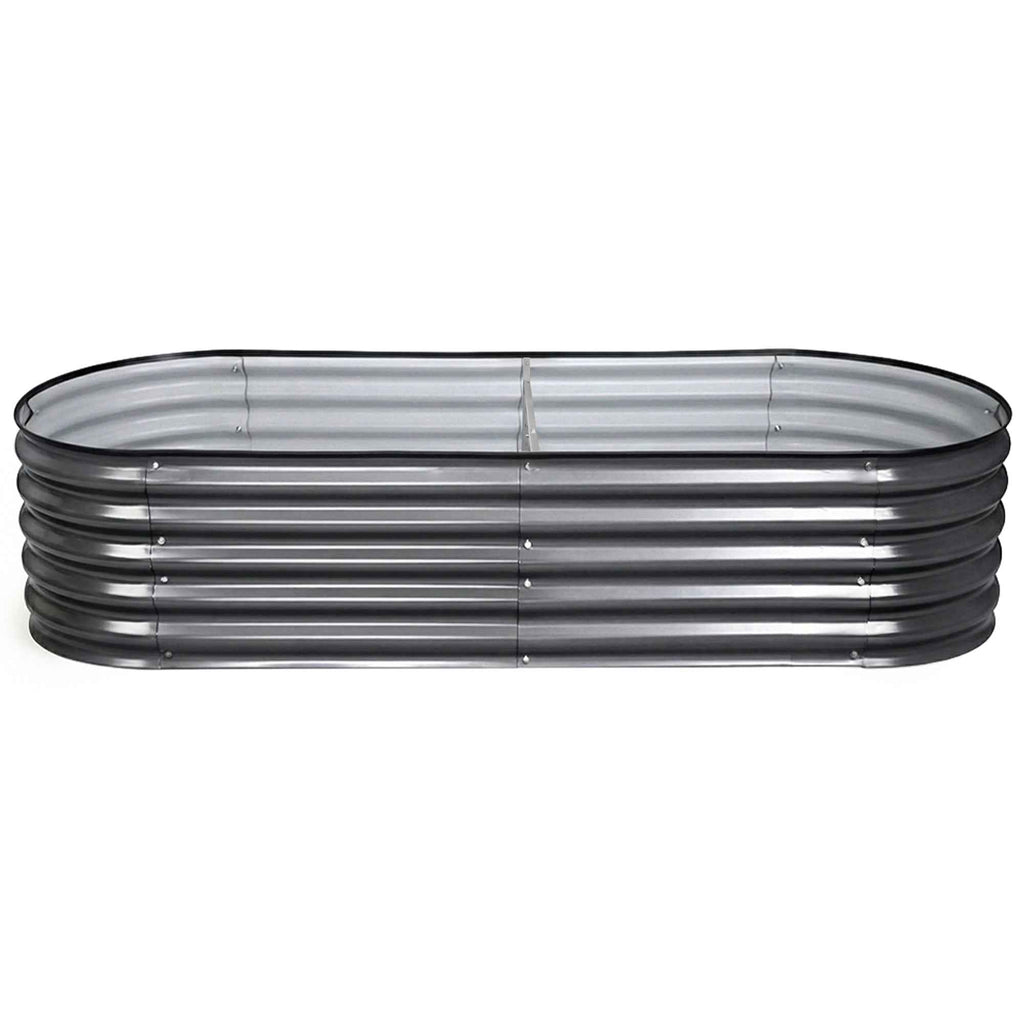 Green Fingers 3 Pcs Raised Garden Bed Kit Oval Galvanized Steel Planter Boxes 160x80x42cm, Heavy Duty Metal Elevated Garden Bed for Vegetables Flowers Herbs, with Safety Edging, Gloves & Pegs Included