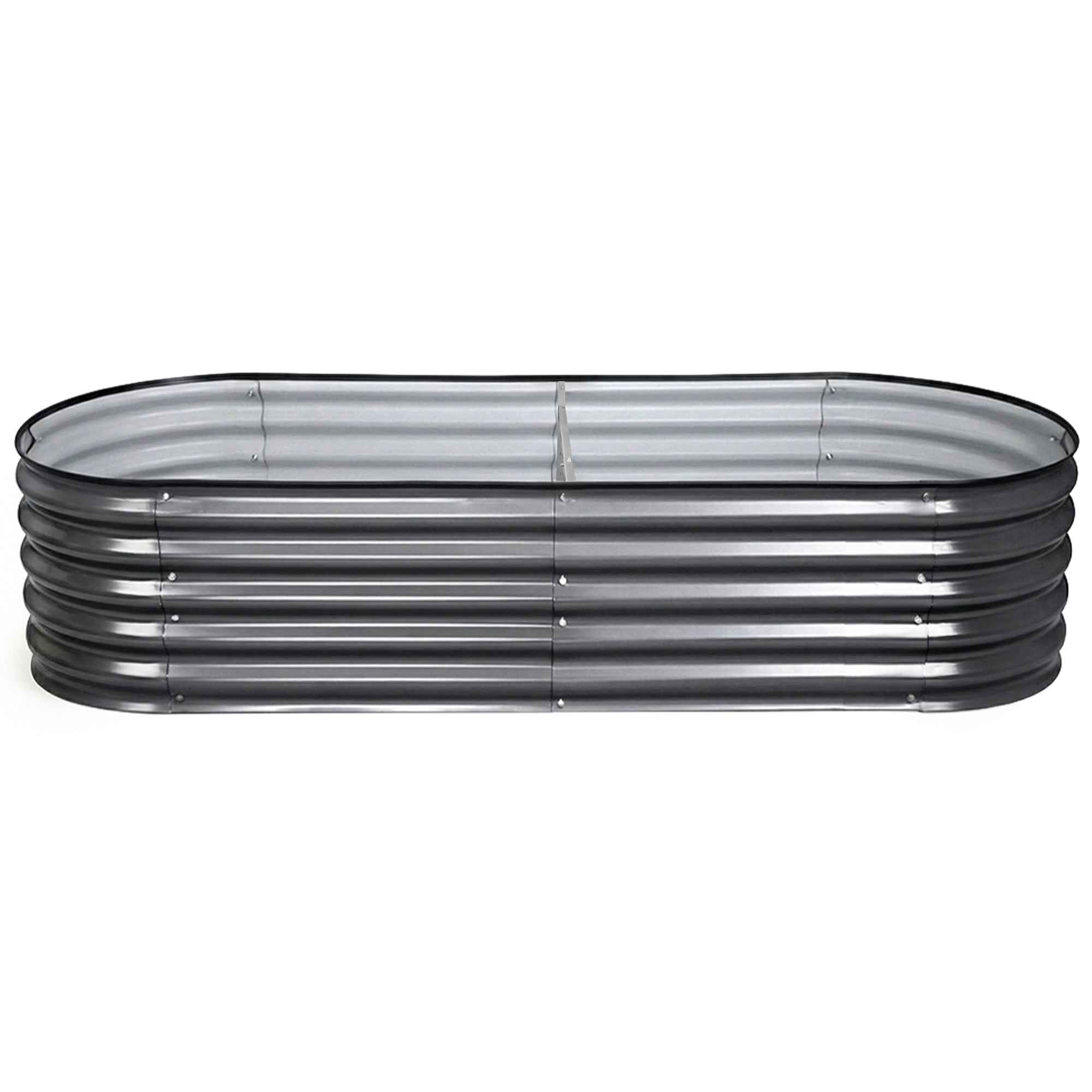 Green Fingers 3 Pcs Raised Garden Bed Kit Oval Galvanized Steel Planter Boxes 160x80x42cm, Heavy Duty Metal Elevated Garden Bed for Vegetables Flowers Herbs, with Safety Edging, Gloves & Pegs Included