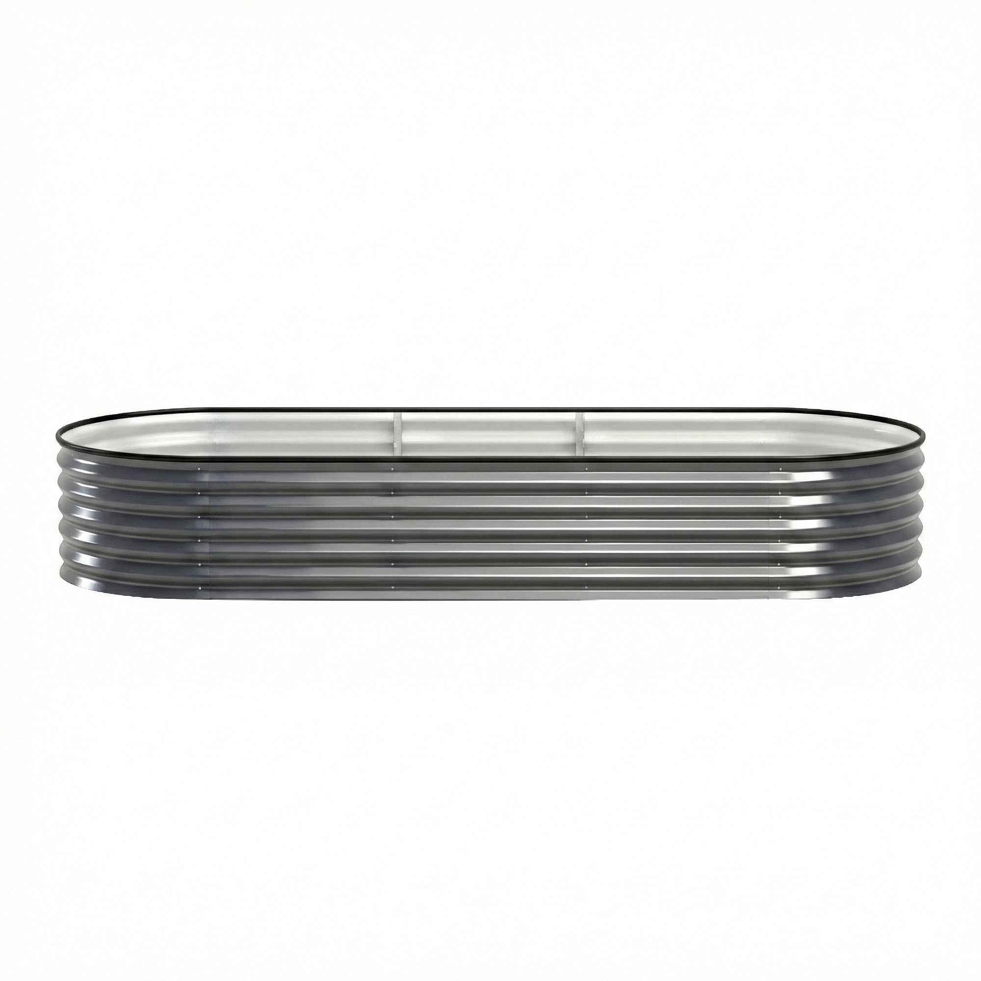 Green Fingers 4 Pcs Raised Garden Bed Kit Oval Galvanized Steel Planter Boxes 240x80x42cm, Heavy Duty Metal Elevated Garden Bed for Vegetables Flowers Herbs, with Safety Edging, Gloves & Pegs Included